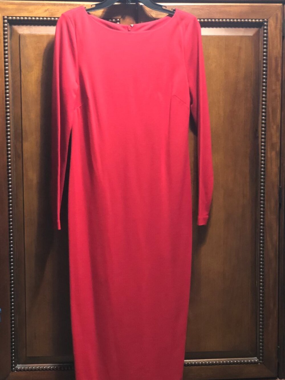 Talbots Red Ponte Knit Sheath Dress Size 6 Long Sleeve Boatneck Vintage 2012